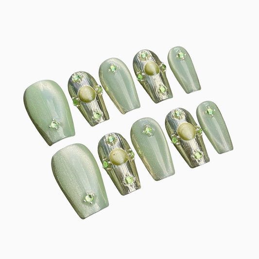 Jade Shimmer press on nails