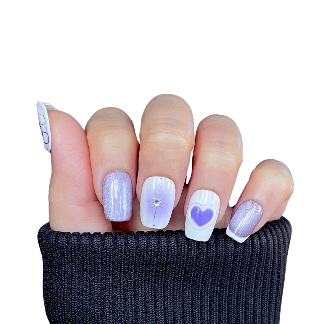 Purple Heart Press-On Nails