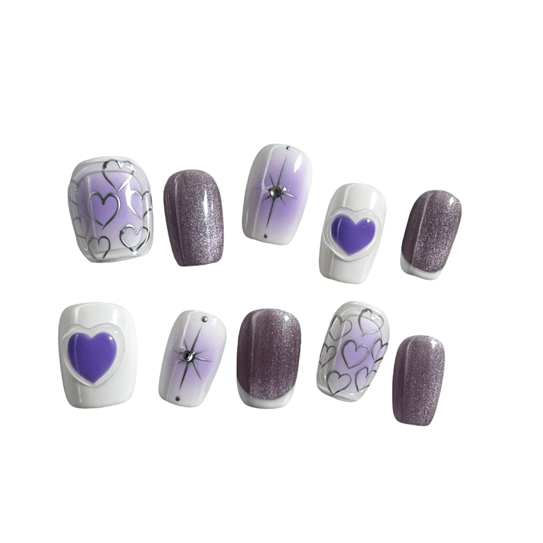 Purple Heart Press-On Nails