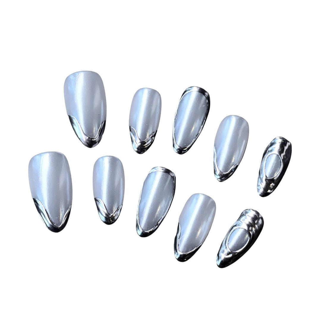 Silver Chrome Press On Nails