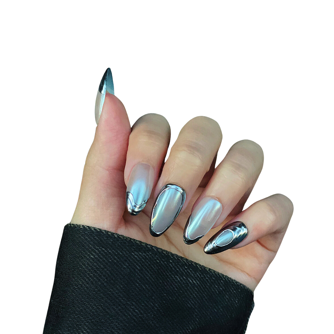 Silver Chrome Press-On Nails