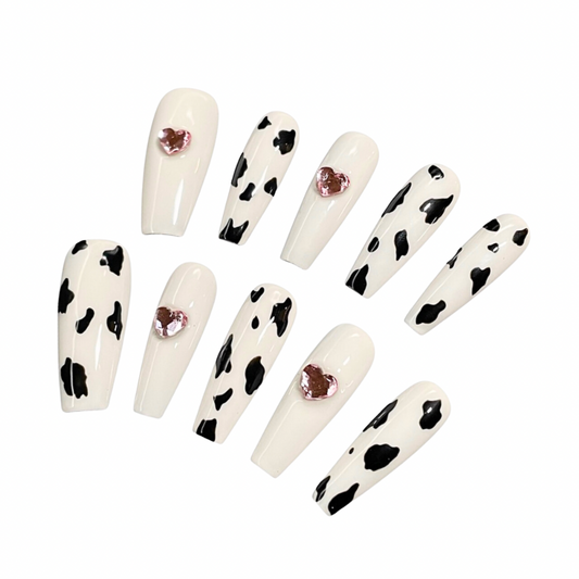 cow print press on nails