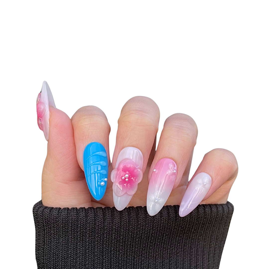 flower_blue_press_on_nails